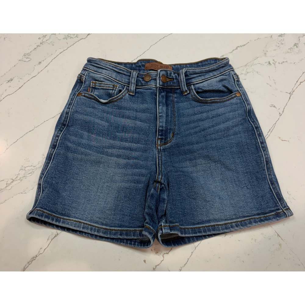 Judy Blue Women Medium Wash High Waist Denim Shorts JB15299MD Size Small